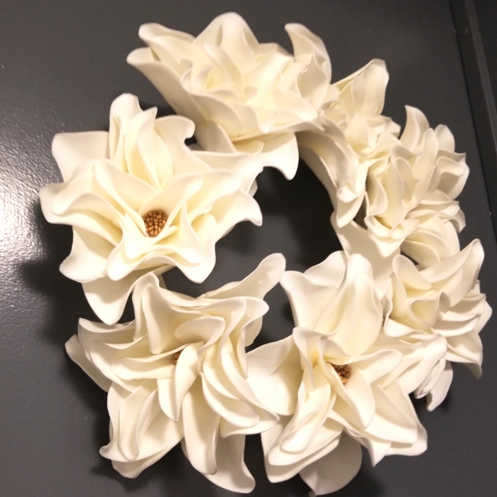 Faux Florals White Door Wreath